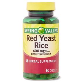 Spring Valley Red Yeast Rice Dietary Supplement;  600 mg;  60 Count