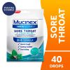 Mucinex Instasoothe Sore Throat + Cough Drops, Alpine Herbs & Fresh Mint Flavor, 40 Medicated Throat Drops