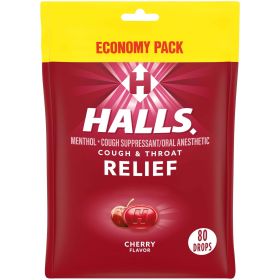 HALLS Relief Cherry Cough Drops, Economy Pack, 80 Drops