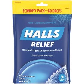 HALLS Relief Mentho-Lyptus Cough Drops, Economy Pack, 80 Drops