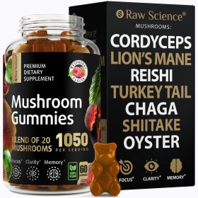 Mushrooms Complex Gummies with Lions Mane Nootropic Brain Supplements for Memory Focus Lion's Mane Cordyceps Shiitake Turkey Tail Reishi Chaga Enoki O